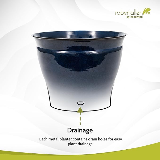 Headwind Glazed Ironstone Avery Collection Decorative Plant Pot – 8" Midnight Sapphire Glazed Decorative Pot – Lightweight & Durable Flower Pots for Indoor Plants - Outdoor Planter by Robert Allen