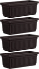 HC Companies 24 Inch Long Fluted Plastic Venetian Garden Window Container Planter Box for Flowers, Vegetables, or Succulents, Black (4 Pack)