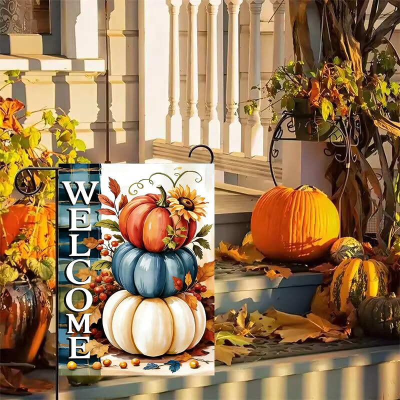 Welcome Fall Garden Flags for Outside 12x18 Double Sided