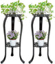 2 Pack Metal Potted Plant Stand 2 Tier Tall Flower Pot Stands Decorative Flower Pot Rack Planter Holders Indoor Outdoor