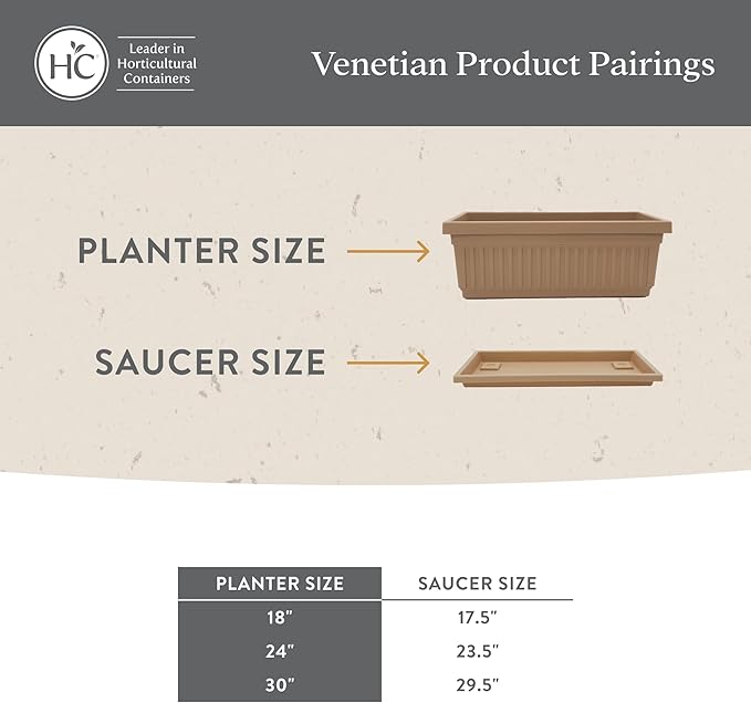 The HC Companies Venetian Window Planter Box w/Drain Plug - Long Planter Box for Windowsills, Balconies & More - Plastic Large Rectangular Planters for Herbs & Flowers (30" Chocolate, Pack of 1)