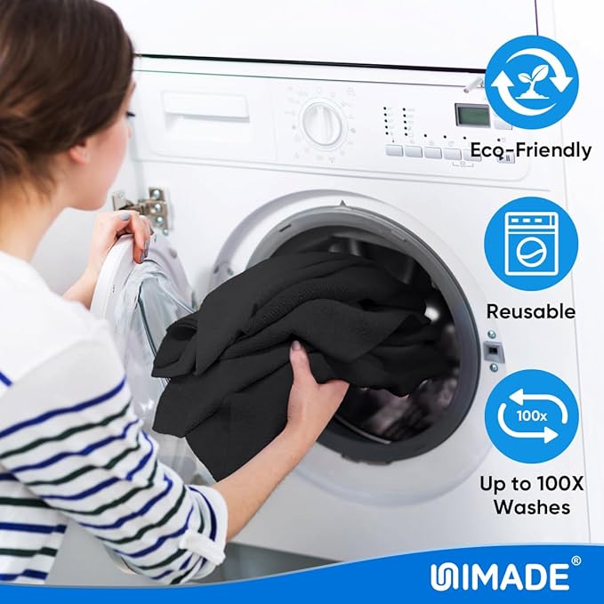 Microfiber Cleaning Cloth, 50 Pack Microfiber Towels for Cars Reusable Shop Rags Bulk Lint Free Cleaning Towels for Car Kitchen Automotive Bar Mechanic Restaurant Garage, 11.5"x 11.5", Black