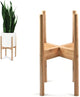 Fox & Fern Adjustable Plant Stand Indoor — 8 to 12 Inch Mid Century Bamboo Plant Stand with Adjustable Width - Plug In Design - Easy to Assemble - Two Heights - For 8, 9, 10, 11 & 12 Inch Pots