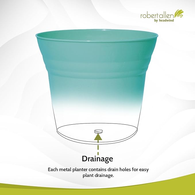 Headwind Traverse Planters – 7" 2 Pack Plastic Plant Pot in Surf Light Blue - Indoor & Outdoor Pots for Plants with Drainage - Decorative Plant Pot, Flower Pots Outdoor for Garden by Robert Allen