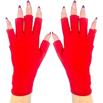 ManiGlovz -The Original Dermatologist Recommended UPF 50+ UV Protective Manicure and Sunblock Fingerless Gloves, Sun Protection, Driving and Gel Manicure Gloves in Red Lacquer