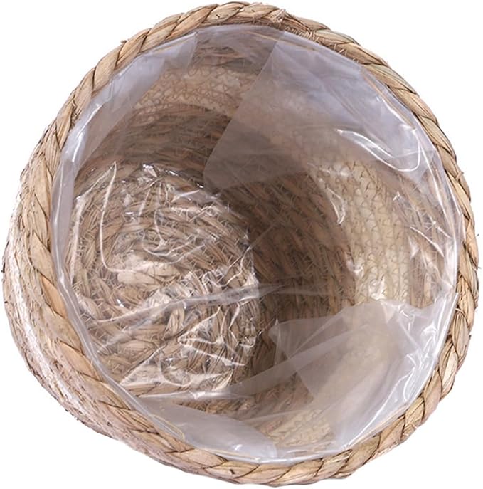 Home Decor Woven Straw Flower Pot Seagrass Planters Basket Garden Plant Pot Containers Wicker Rattan Vase Sundries Organizer Storage Bins for Indoor Outdoor Plants Vintage Decor