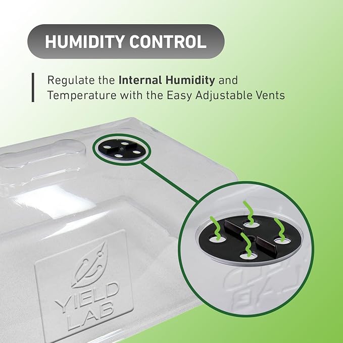 Yield Lab 7 Inch Propagation Dome - 50 Pack Humidity Vented Domes – Plant Growing Dome for Seedling, Germination, Soil & Hydroponic Horticulture