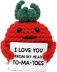 WEZADUK Positive Emotional Support Crochet Tomato, Funny I Love You Gifts for Husband Wife Mom Dad, Anniversary Birthday Gift Ideas, Mini Handmade Crochet Tomato Decor