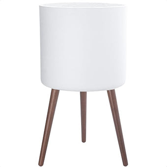 D'vine Dev 16 Inch Planter Pot with Stand, Mid-Century Tall Plant Pot with Legs for Indoor Plants, XX-Large, White, 88-O-E-1