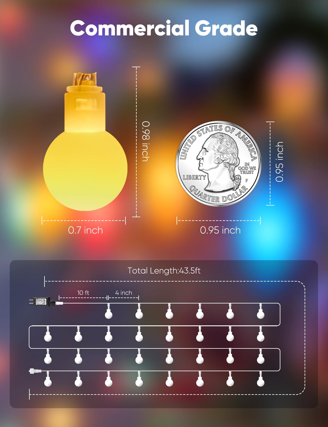 Minetom Pastel Globe Lights, 33 Feet 100 Led Easter String Lights Plug in