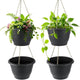 RooTrimmer Hanging Planters 10 Inch, 4 Pcs Flower Pots with Drainage Hole, Self Watering Hanging Basket for Indoor Outdoor Plants, Decor, Gray