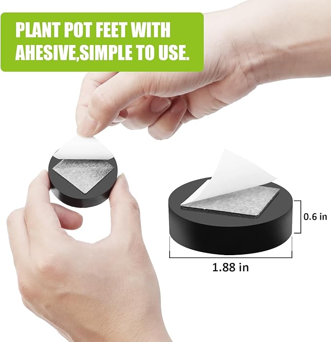 24 Pack Invisible Pot Feet with Enhanced Non-Slip Surface Grip Plant Pots and Flowers, Solid Rubber Pots Risers, Pot Lifters for Indoor or Outdoor Planters