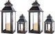 NEEDOMO Bronze Metal Lanterns Decorative Outdoor & Indoor, Set of 4 (17" & 10") with Glass, Candle Holder for Porch, Patio, Garden, Balcony, Wedding, Table Centerpiece Decorations