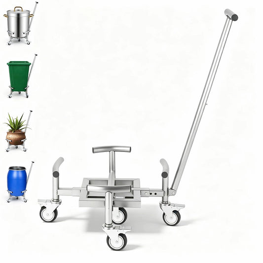 Heavy-Duty Stainless Steel Plant Caddy with Handle, Extendable Rolling Tray On 5 Wheels, Adjustable Dolly Cart for Large Flower Pots & Buckets, 661lb Capacity Moving Stand