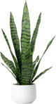 Artificial Snake Plant 22.5" Faux Agave Fake Sansevieria Artificial Potted Plants for Indoor and Outdoor Home Office Décor (White Pot)