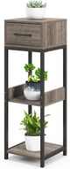 Giantex 3 Tier Tall Plant Stand Indoor, 36 Inch Corner Plant Holder with Drawer & Metal Frame, Modern Plant Shelf for Multiple Flower Pots, Square Plant Tables for Balcony, Living room, 1 Pack