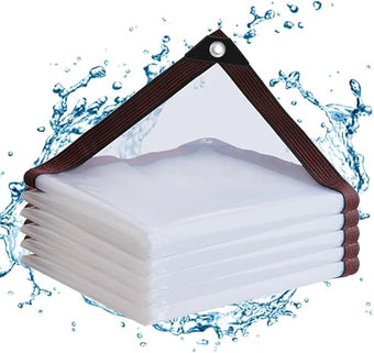 Clear Tarps with Grommets12x12ft,Heavy Duty Waterproof Tarp Cover,Transparent PVC Vinyl Tarpaulin for Outdoor,Plant,Garden,Chicken Coop,Patio,cat Litter