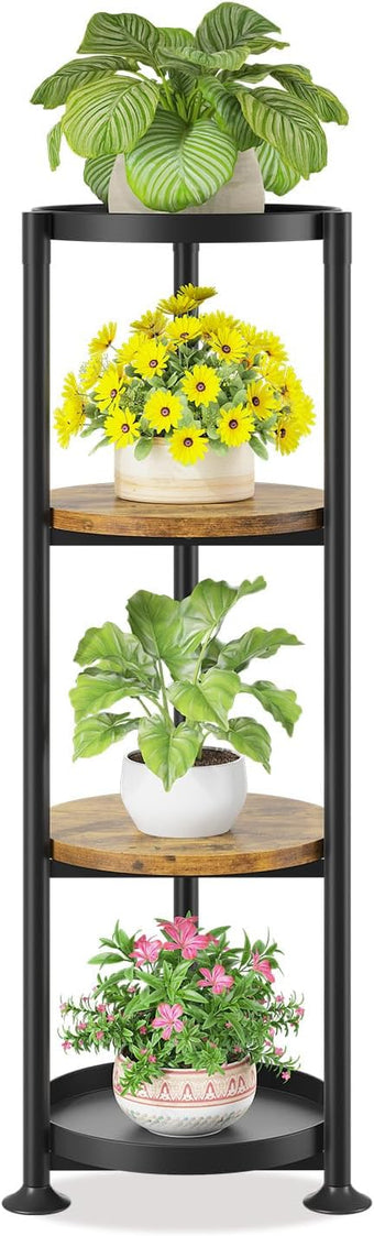 LASZOLA 4 Tier Black Plant Stand Indoor for Large Tall Heavy Duty Flower Planter, Metal Vertical Multi Level Rack for Narrow Floor Corner, Sturdy Round Holder Organizer, Modern, Mid Century, Farmhouse