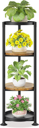 LASZOLA 4 Tier Black Plant Stand Indoor for Large Tall Heavy Duty Flower Planter, Metal Vertical Multi Level Rack for Narrow Floor Corner, Sturdy Round Holder Organizer, Modern, Mid Century, Farmhouse