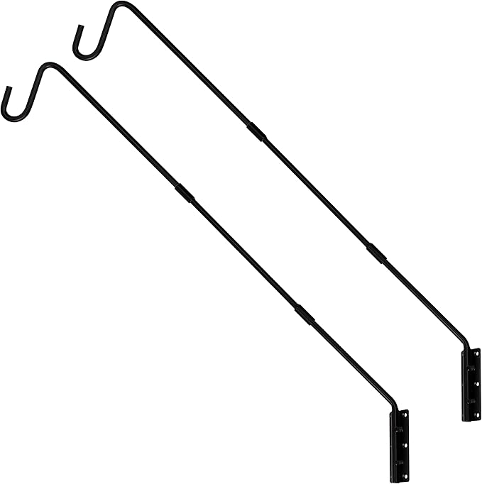 Juegoal 2 Pack Heavy Duty Deck Hook, 25 Inch or 36 Inch Wall Mounted Extended Reach Deck Hook Wall Pole Plant Bracket for Hanging Bird Feeder, Plants, Suet Baskets, Lanterns, Wind Chimes
