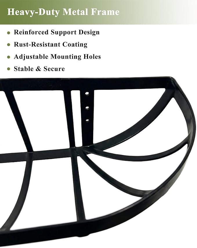 36 Inch Railing Planter Boxes 2 Pack Metal Window Box Planters with Coco Coir Liners, Horse Trough Planter with Adjustable Brackets for Deck Balcony Fence Porch Patio Outdoor Garden