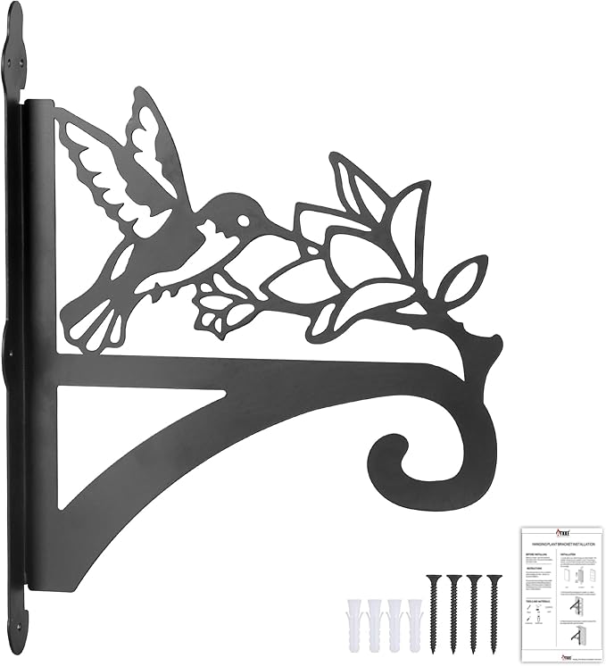 ATKKE Hanging Plant Bracket Hangers Indoor Iron Wall Mount,11” Hummingbird Silhouette Ornamental Iron Hangers Hookers for Flower Pot Lantern Bird Feeder Wind Chimes