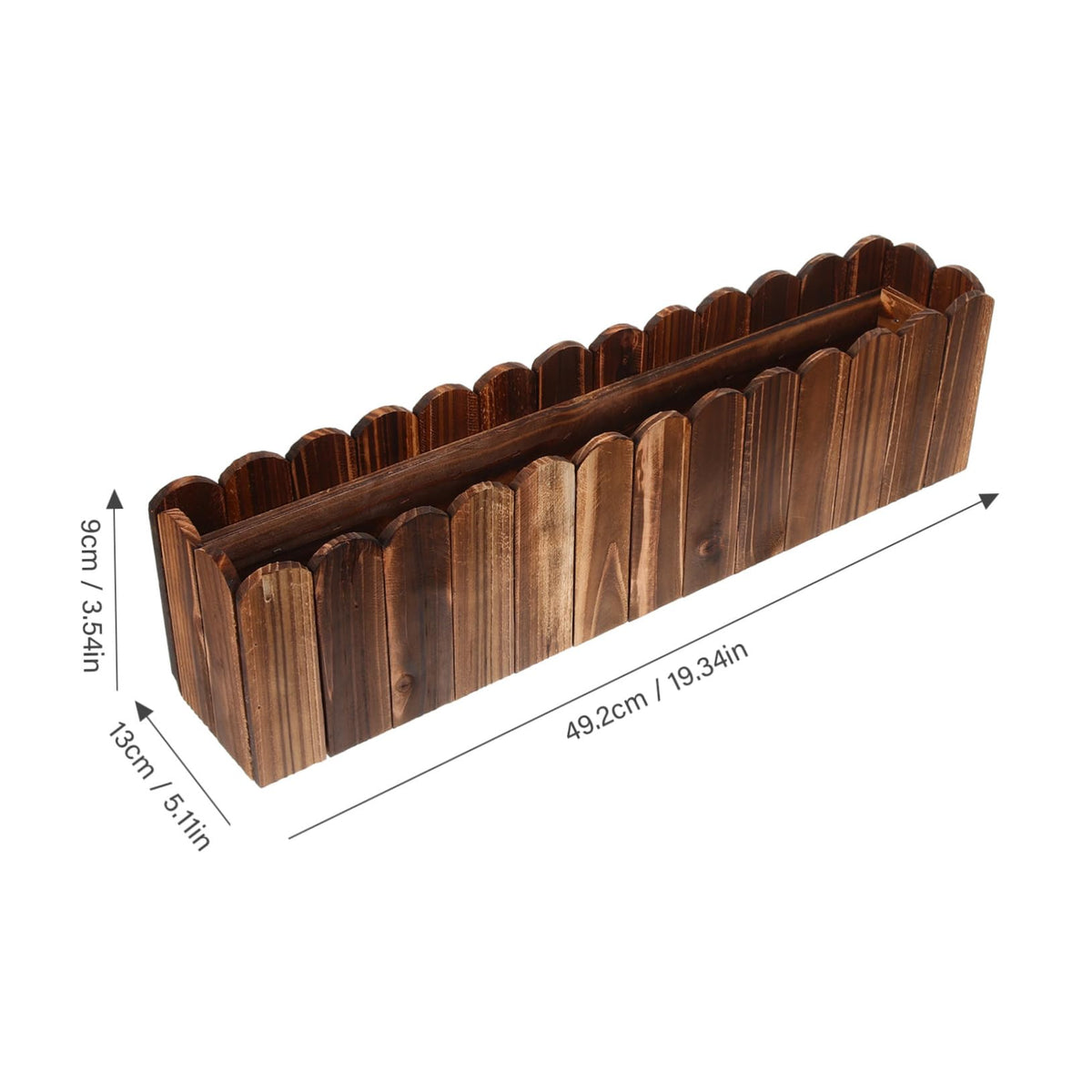 Gogogmee Rustic Wooden Flower Planter Box 19.37X5.11X3.54In Anti-Rotten Wood Pot for Indoor Balcony Window Sill Decorative Fake Flower Holder with Foam Block