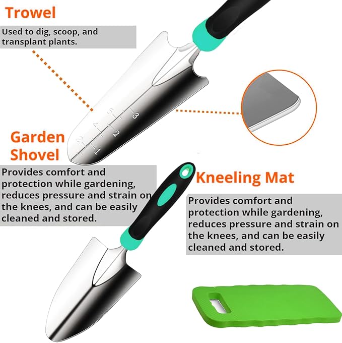 Gardening Tools - Garden Tools Stainless Steel Gardening Gifts for Women Shovel Trowel Fork Rake Gardening Gloves Perfect Gardening Gifts