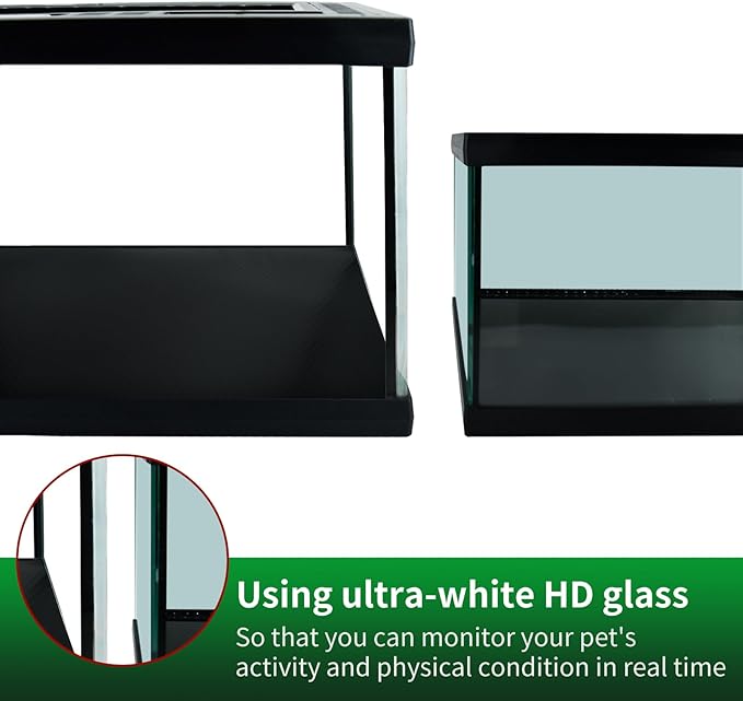 Reptile Glass Terrarium Tank 12"*8"*6",Small Cage Full View with Top Screen Ventilation Habitat Enclosure for Tarantula,Frog,Gecko,Insects,Spiders,Snakes,Hermit Crab,Turtle,Ball Python