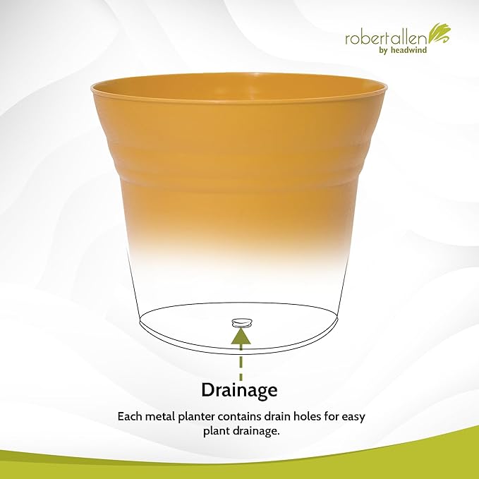 Headwind Traverse Planters – 7" 2 Pack Plastic Plant Pot in Harvest Yellow - Indoor & Outdoor Pots for Plants with Drainage - Decorative Plant Pot, Flower Pots Outdoor for Garden by Robert Allen