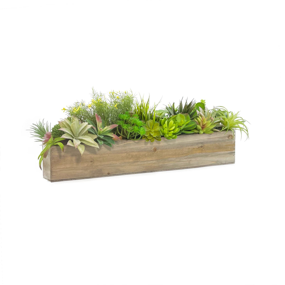 CYS EXCEL Rectangle Wood Planter Box with Removable Plastic Liner (H:4" Open:22"x5") | Multiple Size Choices Wood Rectangular Planter | Indoor Decorative Window Box
