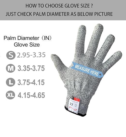 Cutting Gloves, 2 Pairs of Cut Resistant Gloves Food Grade, Cut Resistant Gloves for Kitchen, Oyster Shucking, Fish Fillet Processing, Carving Wood and Gardening(Medium-Grey)