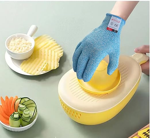 Cutting Gloves, 1 Pairs of Cut Resistant Gloves Food Grade, Cut Resistant Gloves for Kitchen, Oyster Shucking, Fish Fillet Processing, Carving Wood and Gardening(Small-Blue)