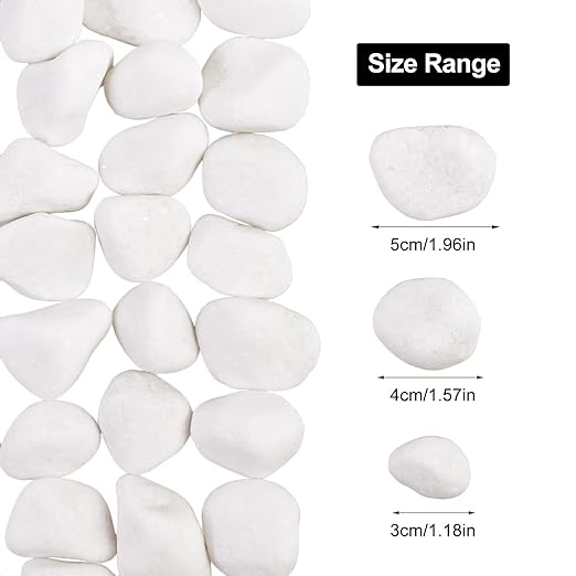 Lechloris 20Ib Snow White River Rock-Decorative Stones-Pebbles for Indoor Plants-Rocks for Outdoor Landscaping 1-2 inch High Polished Stones for Aquarium, Home Decor,Garden Decor