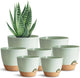 Self Watering Plant Pot with Drainage Hole,Plant Pots Outdoor Flower Pots for Indoor Plants,Modern Green Plastic Self Watering Planters Succulent Pot 7pcs/Set