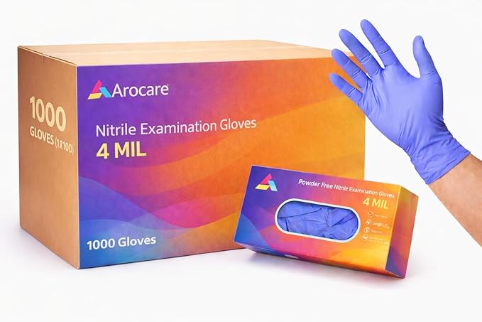 Examination Nitrile Gloves, Disposable, Powder-Free, Latex-Free, Multi-Purpose Protective Gloves for Medical