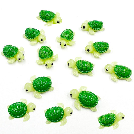 Suartus Mini Green Turtle - 30Pcs Resin Miniature Sea Turtle Figurines Tortoise Turtles Miniature Figurines Ocean Animals Outdoor Statue for Fairy Garden Micro Landscape Decor Ornament
