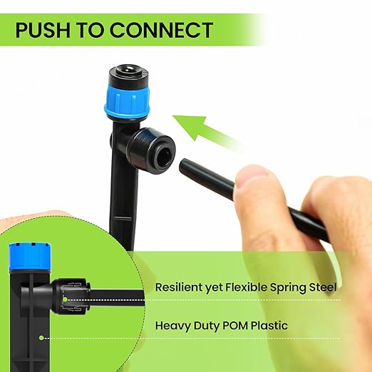 Bonviee 247FT Drip Irrigation System, Automatic Garden Watering System Kit with 50FT 5/16” & 1/4” Drip Tubing, Quick-to-Connect Fittings, Adjustable Drip Emitters for Raised Beds, Greenhouse, Lawn