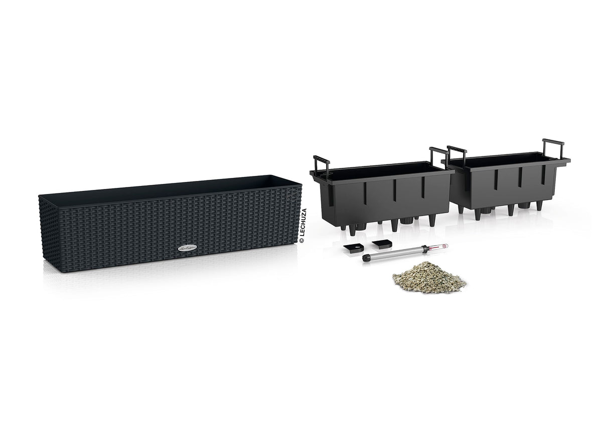 LECHUZA 15619 Balconera Cottage 80 Self-Watering Planter, Graphite Black