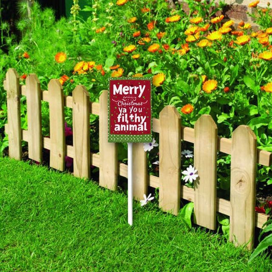 Uptell 8x12 Inch Merry Xmas Ya You Filthy Animal Garden Sign Winter House Yard Sign Porch Xmas Holiday Home Decorations Outdoor With Metal Stakes 12.8 Inch