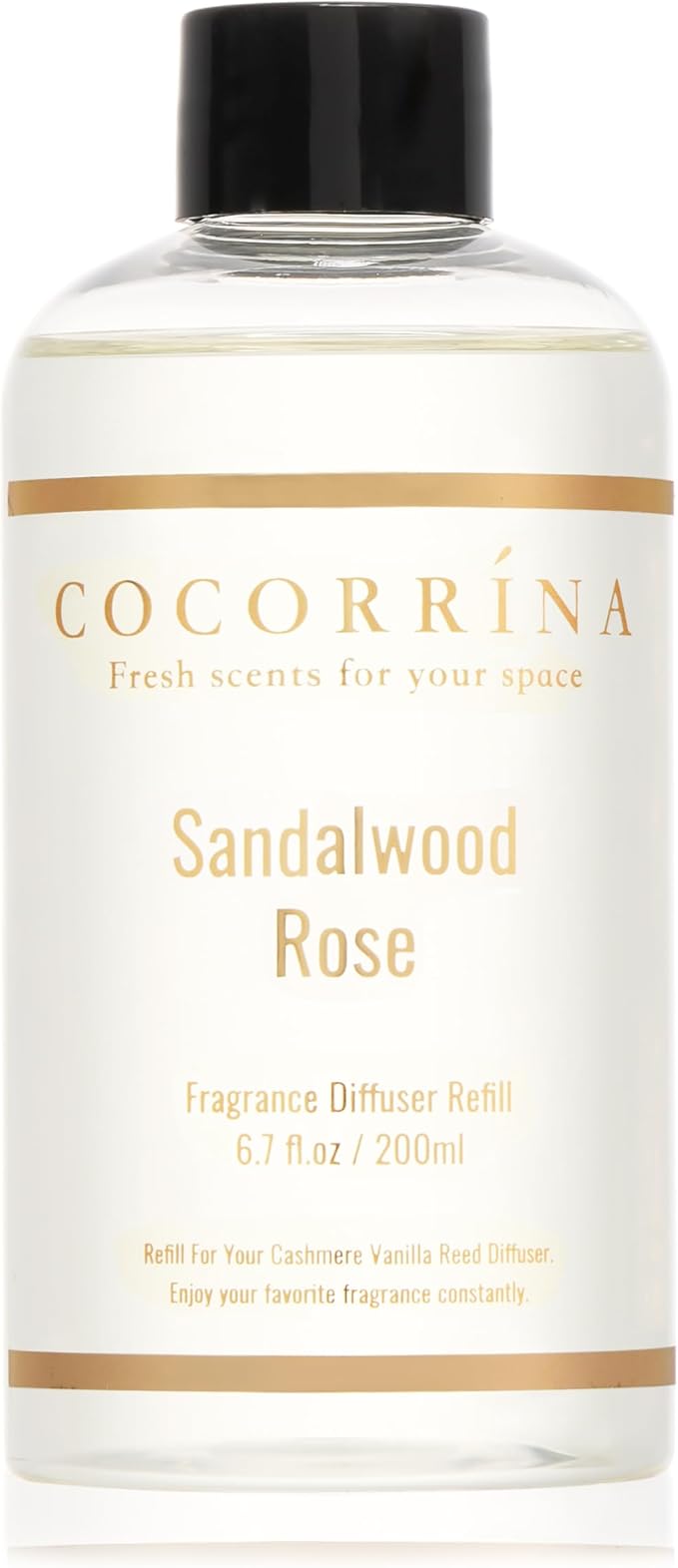 COCORRÍNA Refill - Sandalwood Rose 6.7 Fl.oz Reed Diffuser Refill with 8 Sticks