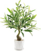 Abyjifar 20" Artificial Olive Tree with Pot, Faux Green Potted Plants Indoor Fake Greenery Olive Branches Stems in Pot for Tabletop Desk Office Kitchen Living Room Bedroom Bathroom Home Decor