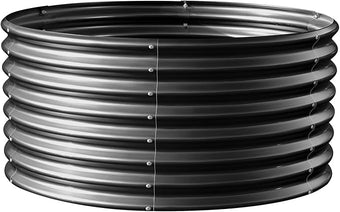 Land Guard 4×4×2ft Galvanized Raised Garden Bed Kit, Round Galvanized Planter Raised Garden Boxes Outdoor, Large Metal Raised Garden Beds for Vegetables, Grey