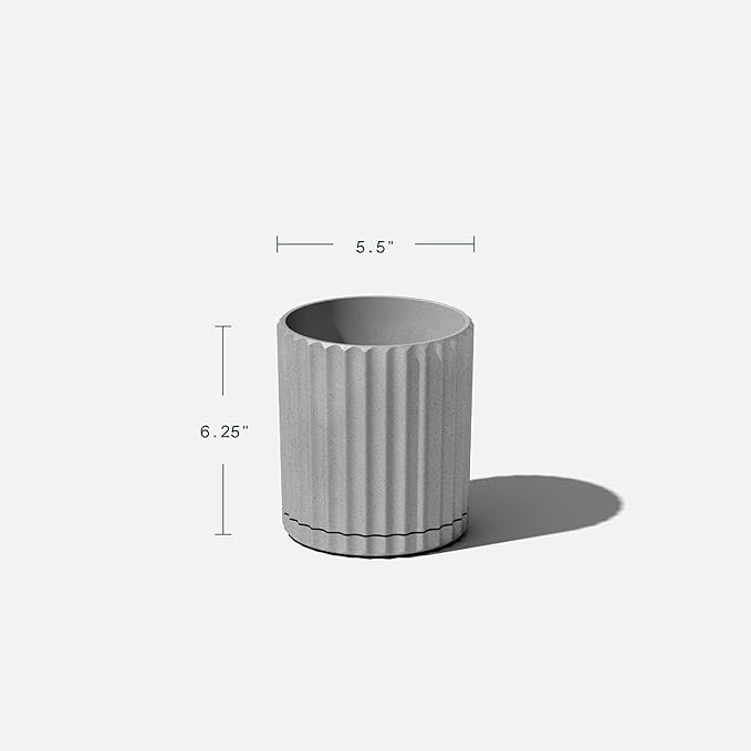 Veradek Demi Series Demi 6" Planter w/Tray - Grey, 2 Pack