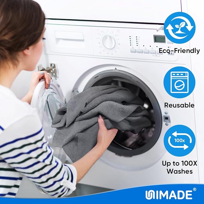 Microfiber Cleaning Cloth, 20 Pack Reusable Microfiber Towels for Cars Lint Free Cleaning Shop Towel Rags for Home Kitchen Automotive Bar Mechanic Restaurant Garage, 11.5"x 11.5", Grey