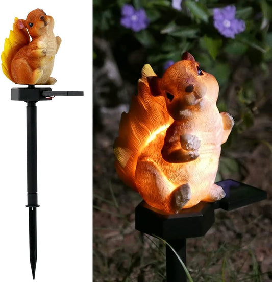 Squirrel Garden Decor Solar Lights Outdoor Decorations Pathway Stakes