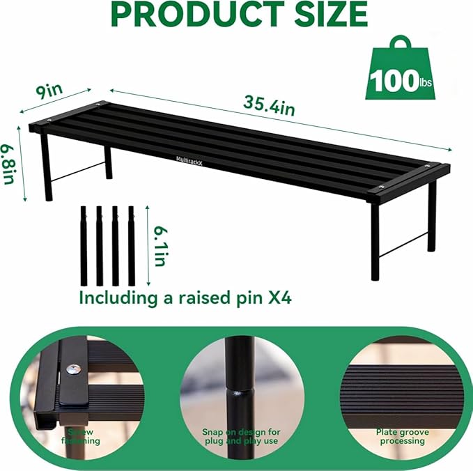 MultirackX Metal Plant Stand, Rust-proof Aluminum Flower Pot Stand, Heavy Duty Planter Display Shelving for Patio Balcony Garden Living Room Decorative (Black, 35.4 Inch)