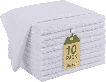 Microfiber Cleaning Cloth, 10 Pack Reusable Microfiber Towels for Cars Lint Free Cleaning Shop Towel Rags for Home Kitchen Automotive Bar Mechanic Restaurant Garage, 11.5"x 11.5", White