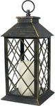 Bright Zeal 13.5" Outdoor Candle Lantern Decorative with LED Pillar Candle Battery Powered (Distressed Gold, 6hr Timer) - IP44 Waterproof Decorative Tabletop Lanterns Hanging Lanterns Indoor Outdoor