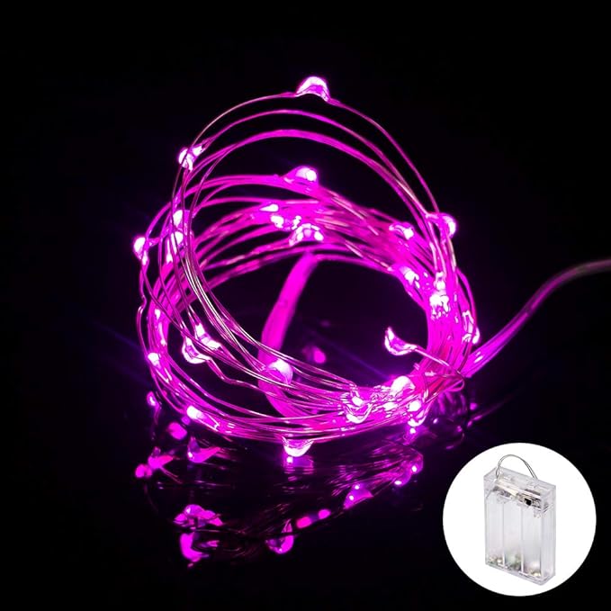 XINKAITE Fairy Lights - Waterproof LED Starry String Lights for Indoor & Outdoor DIY Decoration, Home Parties, Christmas Holiday (10FT/3Meters, Pink)